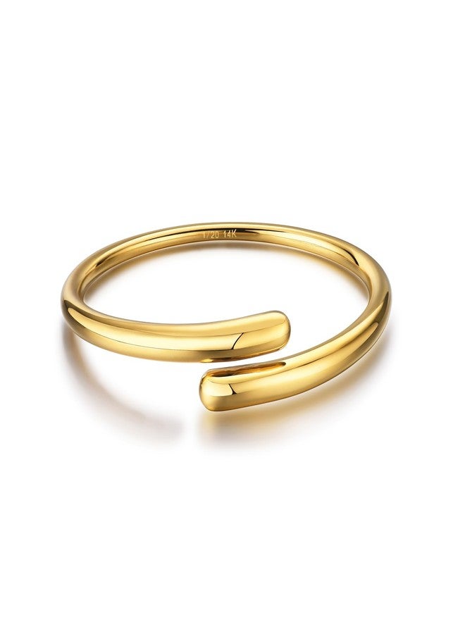 NOKMIT 14K Gold Filled Cuff Bracelets for Women Bypass Teardrop Adjustable Wrap Open Bangle Bracelet Simple Minimalist Statement Stackable Bracelets High Polished Smooth (Gold) - Image 1